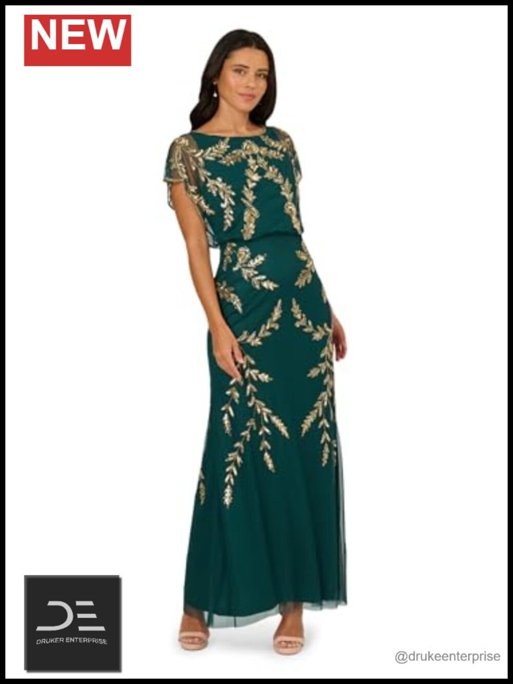 Beaded Mermaid Formal Evening Gown Long Sleeve Prom Dress